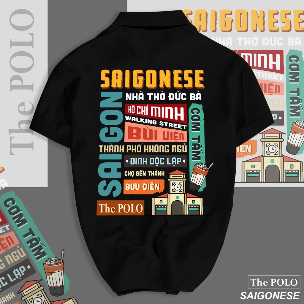 Áo POLO "SAIGONESE" ,áo thun cổ bẻ, polo họa tiết in hình co giãn mát mịn cảm giác dễ chịu phong cách trẻ trung.