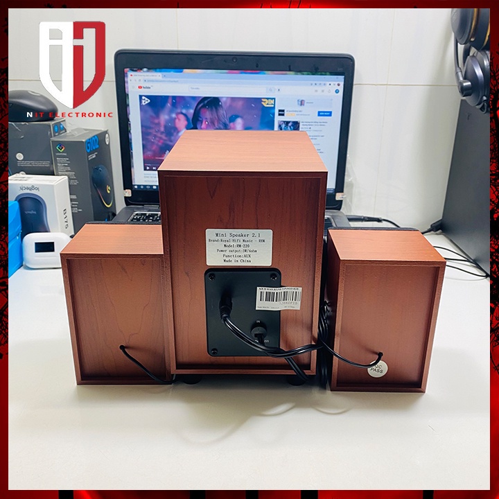Loa Máy Vi Tính Pc Để Bàn Có dây Chính Hãng 2.1 RHM RM-220BT Loa Thùng Gỗ Bass Mạnh