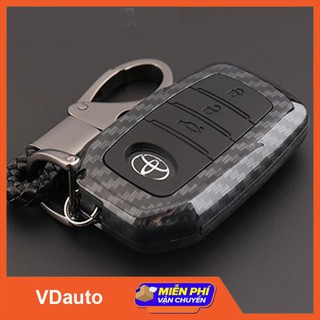 Bao da chìa khóa carbon xe Camry, Fortuner 2017-2018 chìa thông minh VD AUTO
