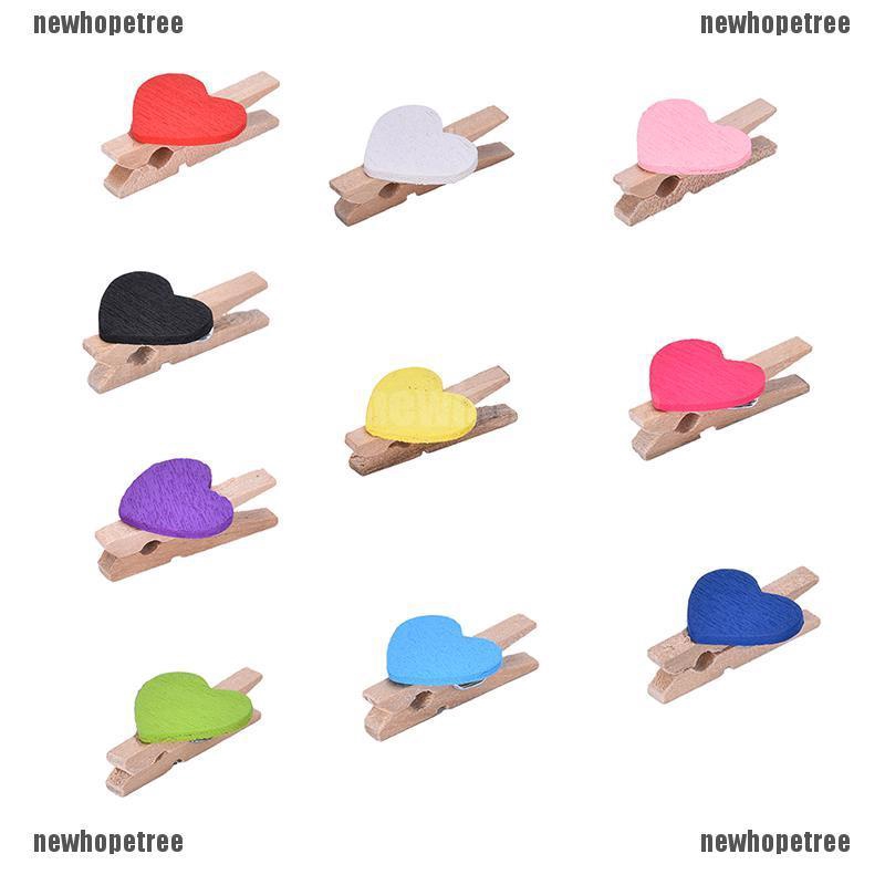 Bộ 10 Kẹp Giấy Bằng Gỗ Hình Trái Tim Dễ Thương