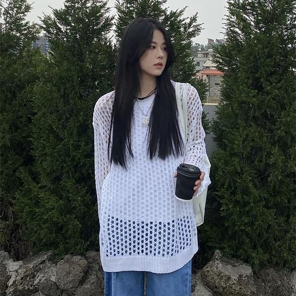 ☃Áo Dệt Kim Tay Dài Chống Nắng Thiết Kế Rỗng Phong Cách Mùa Hè Hàng Mới