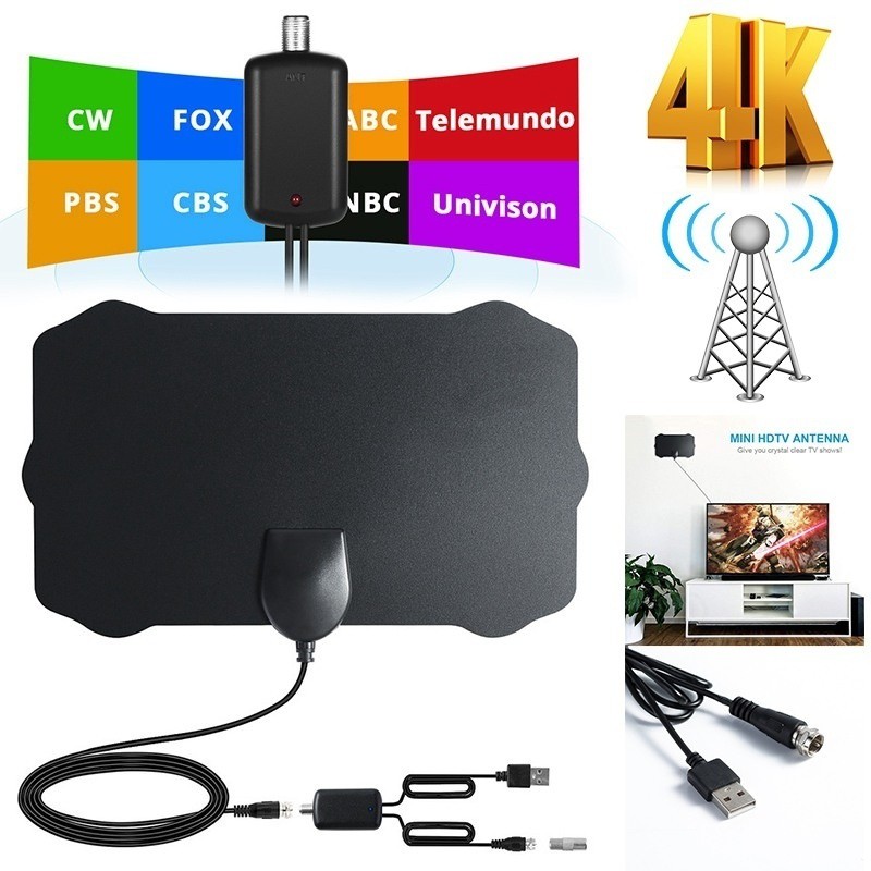 Ăng-ten Hdtv Trong Nhà Kỹ Thuật Số Kèm Bộ Khuếch Đại Tín Hiệu 120 Dặm Dvb-t / Dvb-t2 Hdtv