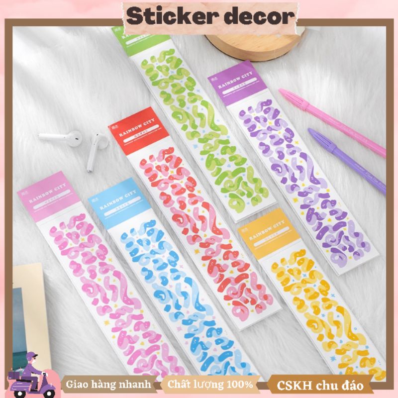 Set 2 tấm sticker ruy băng  trang trí tolopder