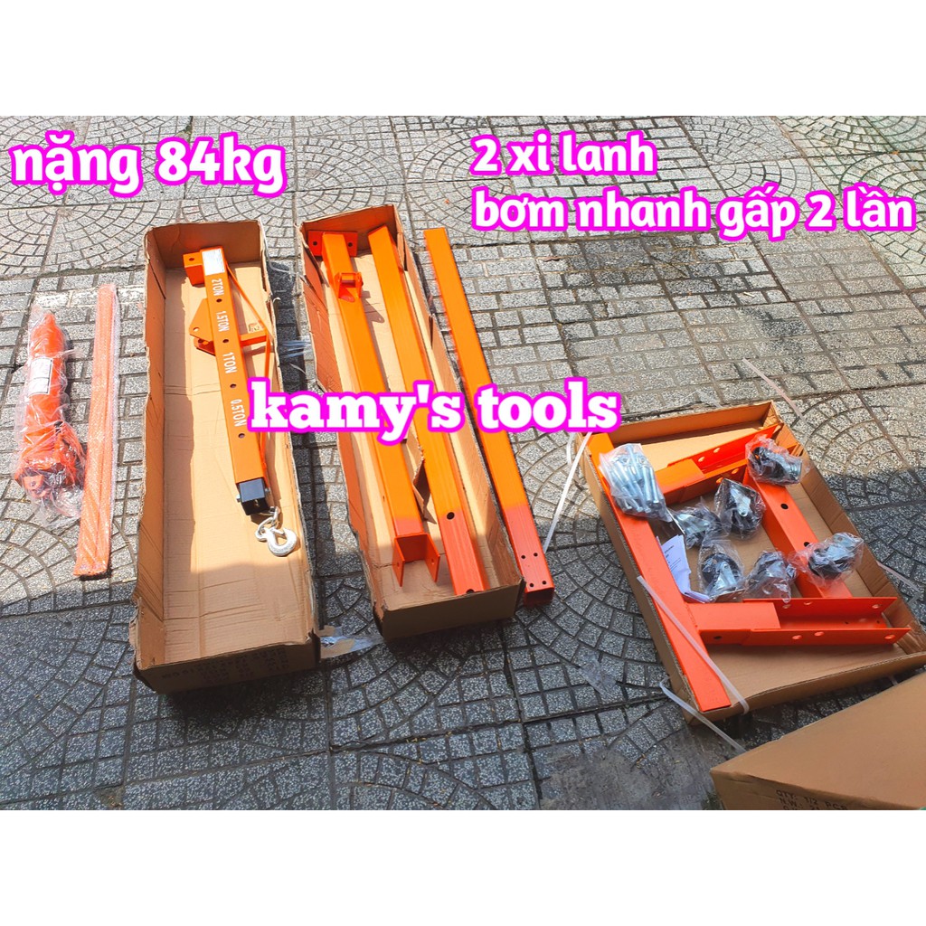 Cẩu móc động cơ ô tô 2 tấn nặng 84kg 2 xy lanh bơm nhanh gấp 2 lần