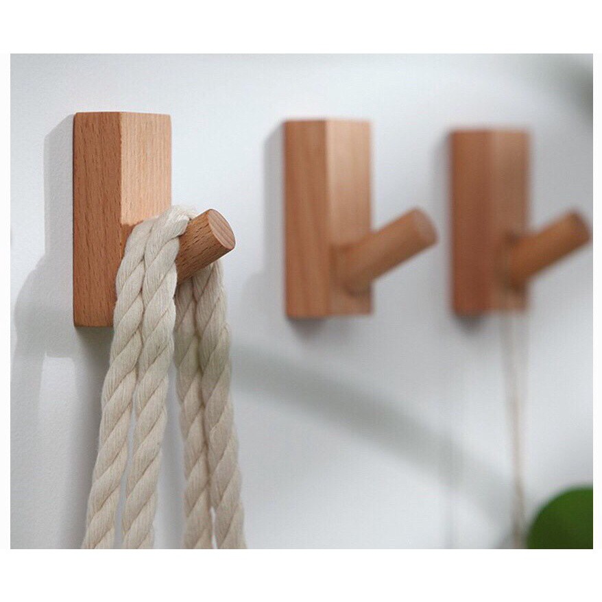 Móc gỗ treo quần áo dán tường loại 1 Tee Decor - Móc treo quần áo gỗ thông - Decor nhà cửa, văn phòng - Bh 12 tháng