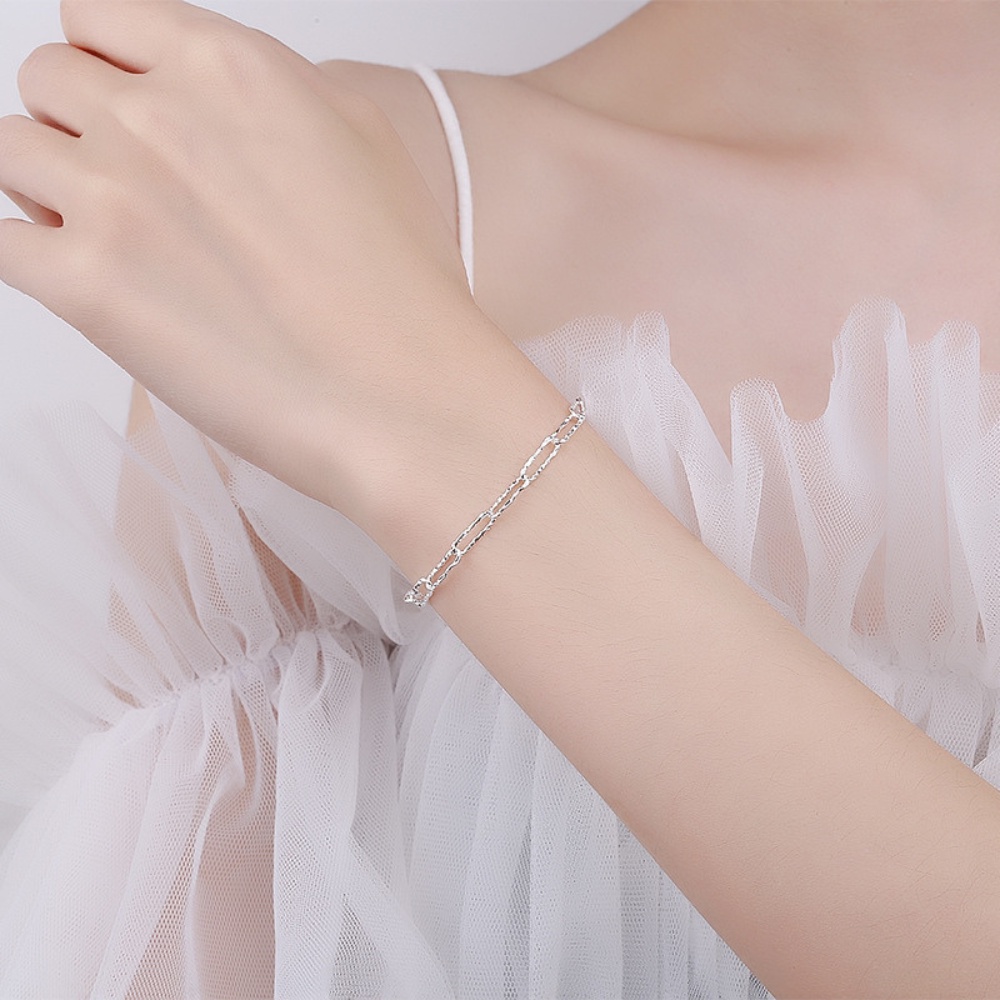 Vòng tay bạc nữ s925 phiên bản hàn quốc, Lắc tay trang sức tay đơn giản cho nữ