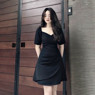 Đầm váy freesize cổ V xếp li eo 3 màu
