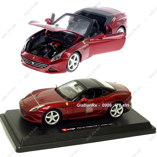 Xe Mô Hình Kim Loại Ferrari California T Mui Kín Tỉ Lệ 1:24 -  Bburago - Đỏ Đậm - 8169.1