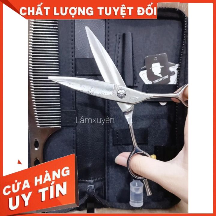 Kéo cắt ( KÉO CHUỐT ) hoa vân + bao da đựng kéo + 1 lược  FREESHIP  Chất liệu thép siêu bền siêu bén  _  chuyên dụng