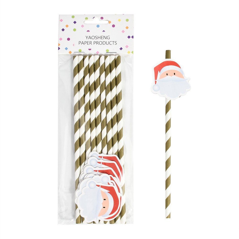 10 ống hút dán các hình dán trang trí Giáng Sinh