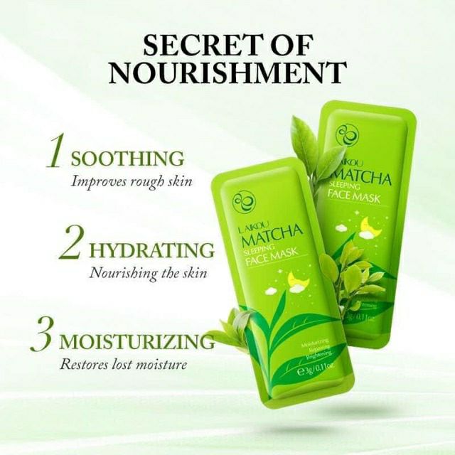 Mặt nạ ngủ Matcha Mud Mask Laikou dưỡng da mụn cấp ẩm thải độc trà xanh