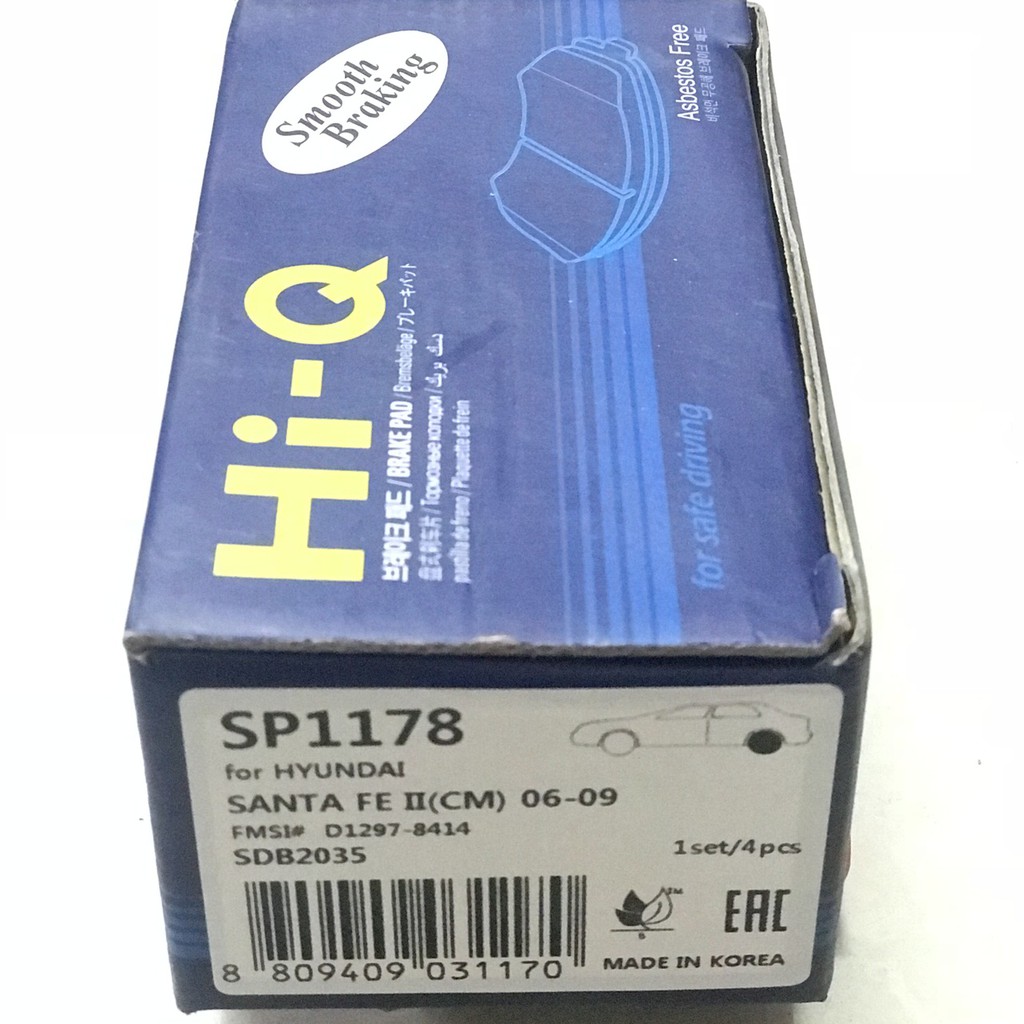 Má phanh chính hãng Hi-Q cho Starex sau (03-07)+ Santafe 2.7 xăng - 2.0 CRD sau (06- 09)- Bố thắng sau. OEM Brake