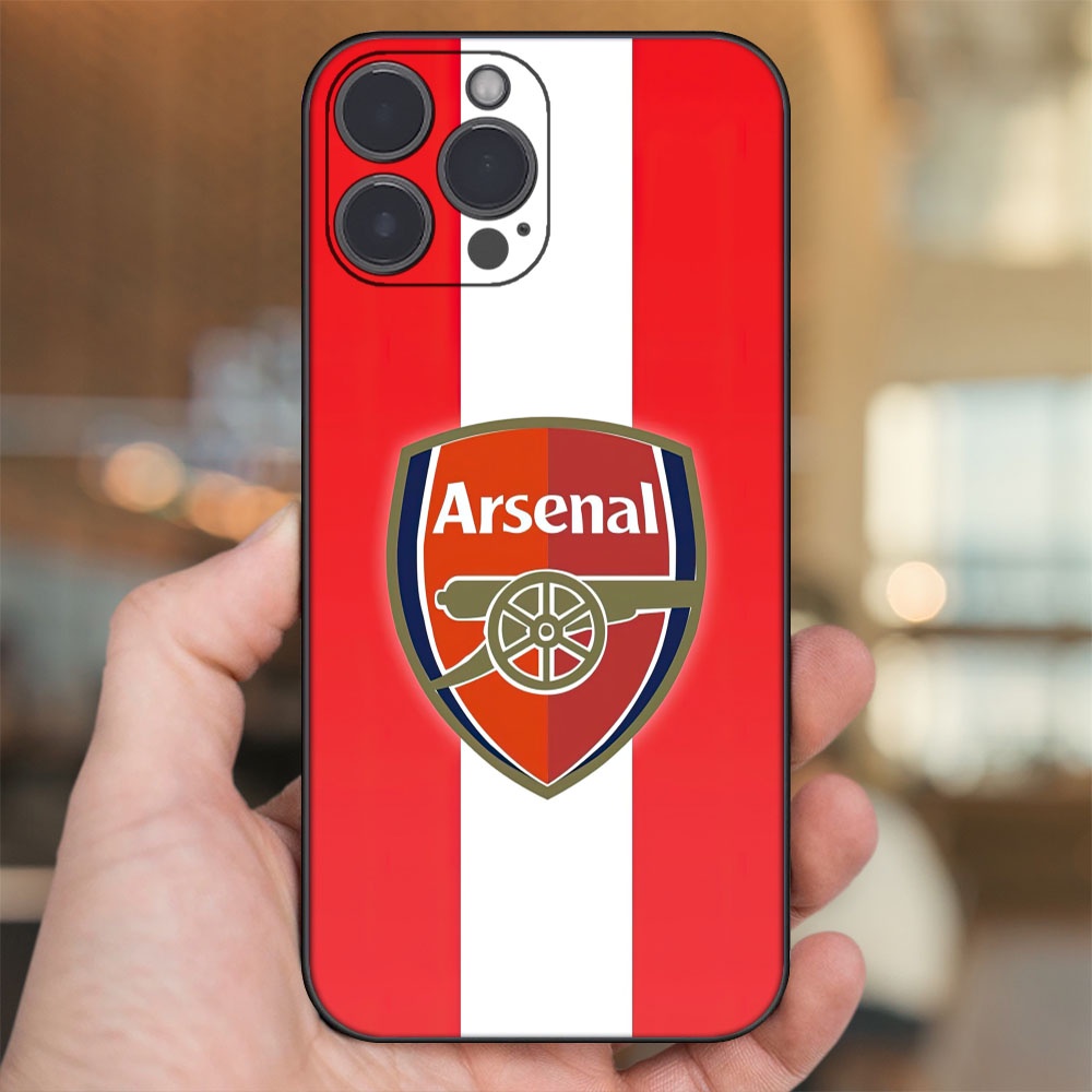 Ốp lưng iPhone 14 Pro Max dẻo đen cạnh vuông in hình Arsenal FC