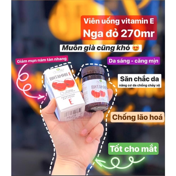 [CHÍNH HÃNG] Vitamin E Đỏ Nga Mirrolla, 270mg Và 400mg, Giúp Làn Da Khỏe Mịn Màng, Trắng Sáng, Căng Bóng