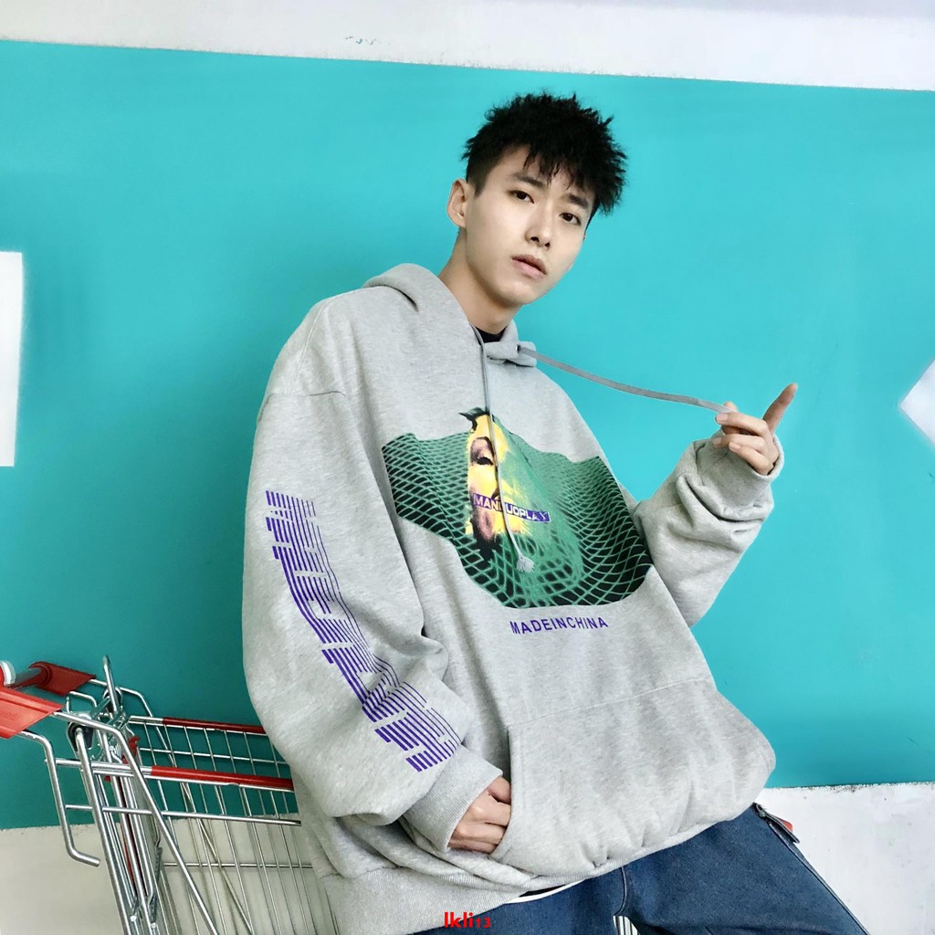 European and American street hip-hop oversize loose lazy bf style personality hoodie pullover sweater trendy men and women couples
