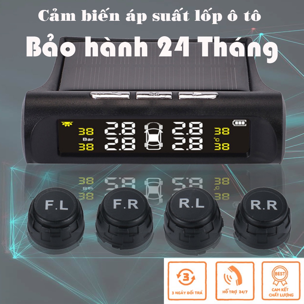 Cảm biến áp suất lốp TPMS, sạc bằng năng lượng mặt trời, Van chống nước đạt tiêu chuẩn IP67.