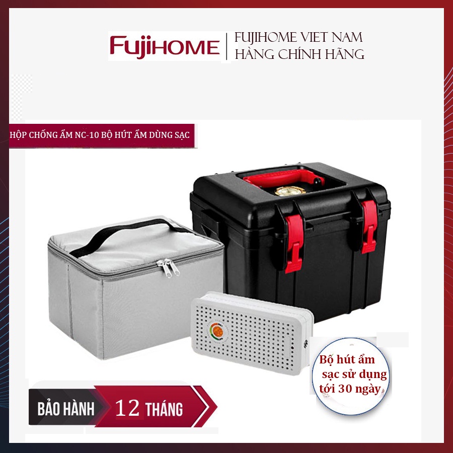 [Combo ] Hộp chống ẩm máy ảnh cao cấp Drybox (model NC-10) + Bộ hút ẩm sạc +Túi chia ngăn chống sốc - Bảo hành 12 tháng