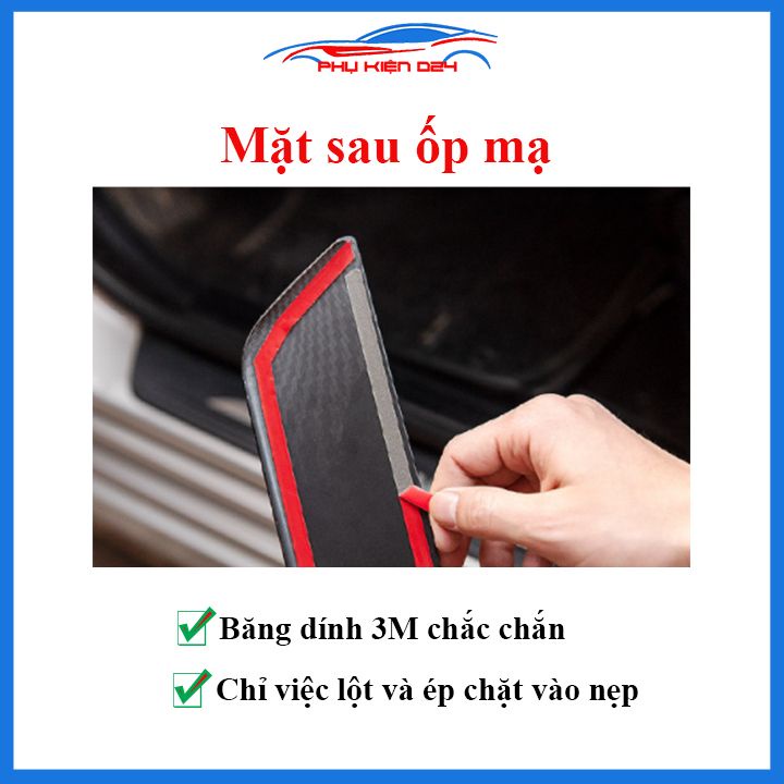 Bộ ốp bậc cửa trong ngoài nẹp bước chân Kona vân Titan chống trầy trang trí xe