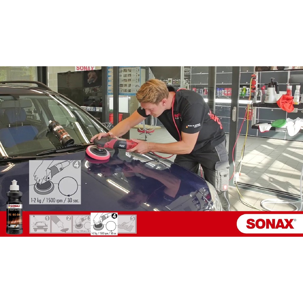 Đánh bóng xóa xước xe Sonax Profiline FS 05-04 1L bước 1