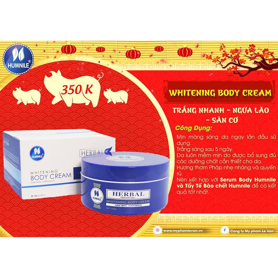 BODY CREAM HUMNILE,chống nắng an toàn cho da