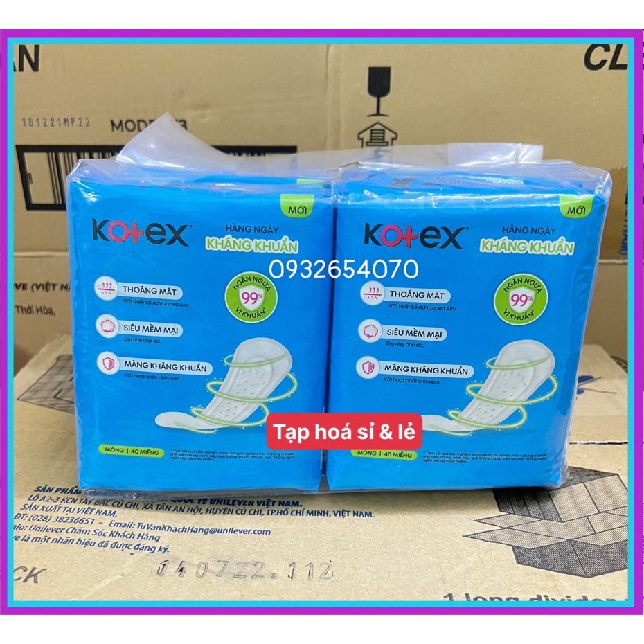 4 gói Băng Vệ Sinh Kotex hằng ngày kháng khuẩn 40 Miếng / gói