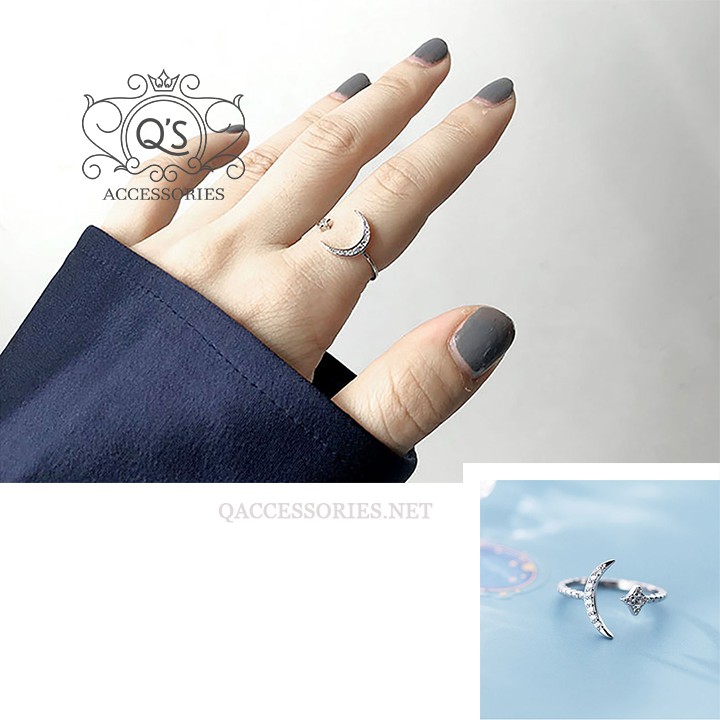 Nhẫn bạc 925 khảm đá nữ hai tầng tối giản S925 LAYER Silver Ring QA SILVER RI200701