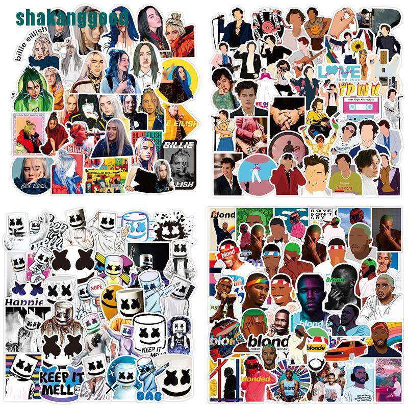 Set 50 Sticker Dán Trang Trí Laptop / Va Li / Ván Trượt Hình Hoạt Hình Dễ Thương