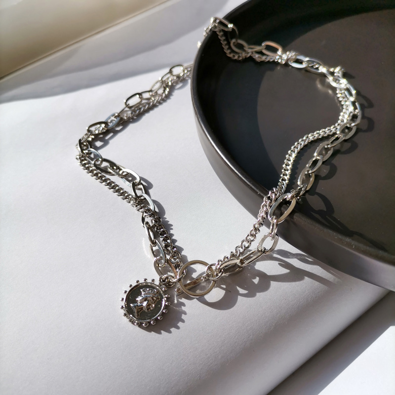 Dây chuyền hai vòng mặt họa tiết đầu người độc đáo thời trang 22802