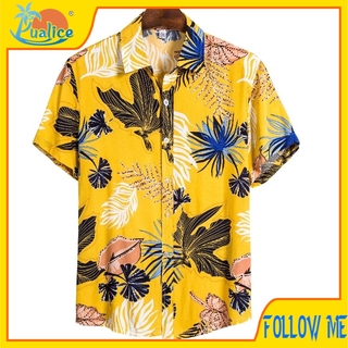 Hawaii high-quality silk cotton short-sleeved shirt378