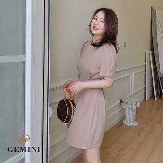 Váy đai tay bồng nâu