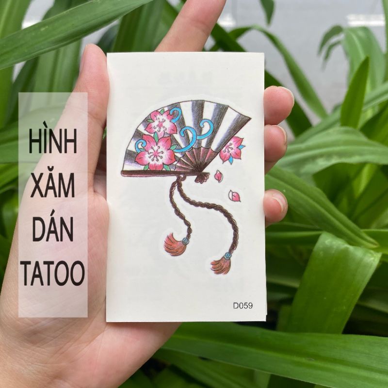 Hình xăm quạt giấy d59 size nhỏ &lt; 10x6cm. Boss tatoo - xăm dán tạm thời