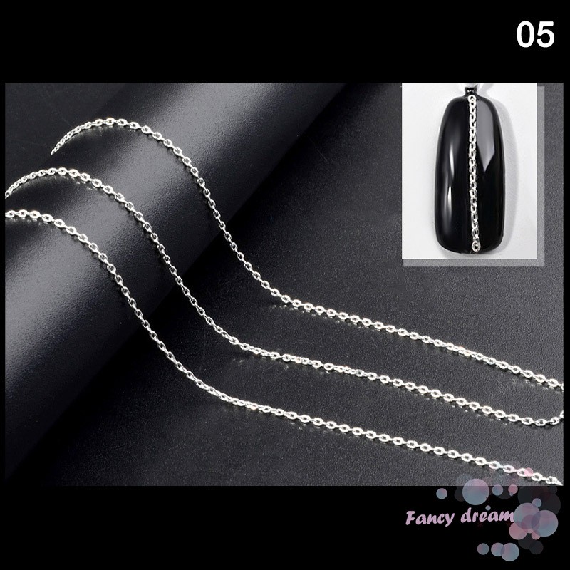 Chuỗi bạc 50cm trang trí móng cao cấp sang trọng