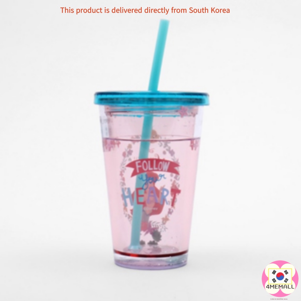 DAISO Bình nước có ống hút dung tích 330ml họa tiết công chúa Disney xinh xắn