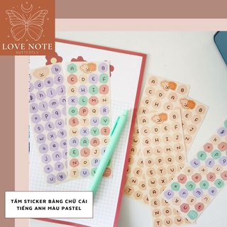 Tấm sticker bảng chữ cái tiếng Anh màu pastel dùng trang trí ảnh, toploader, sổ planner, bullet journal