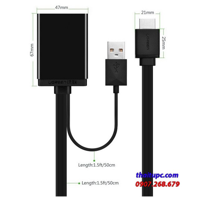 Cáp chuyển đổi HDMI to Displayport hỗ trợ 4K cao cấp Ugreen 40238