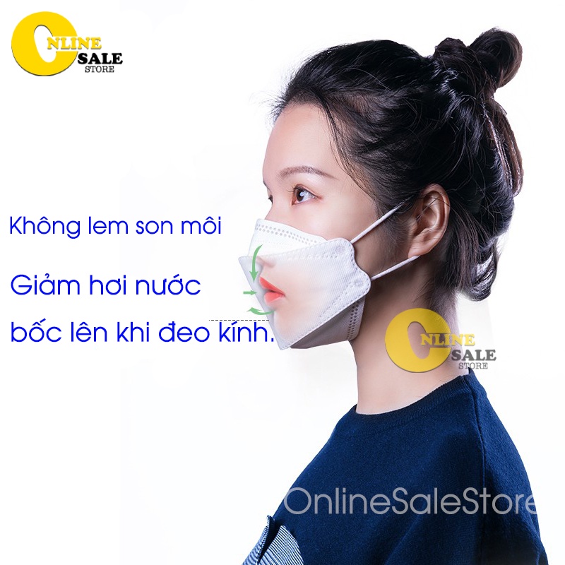 10 chiếc Khẩu trang 4D kháng khuẩn KF94 4 lớp ôm trọn 2/3 khuôn mặt, không làm lem son, không kích ứng với da nhạy cảm