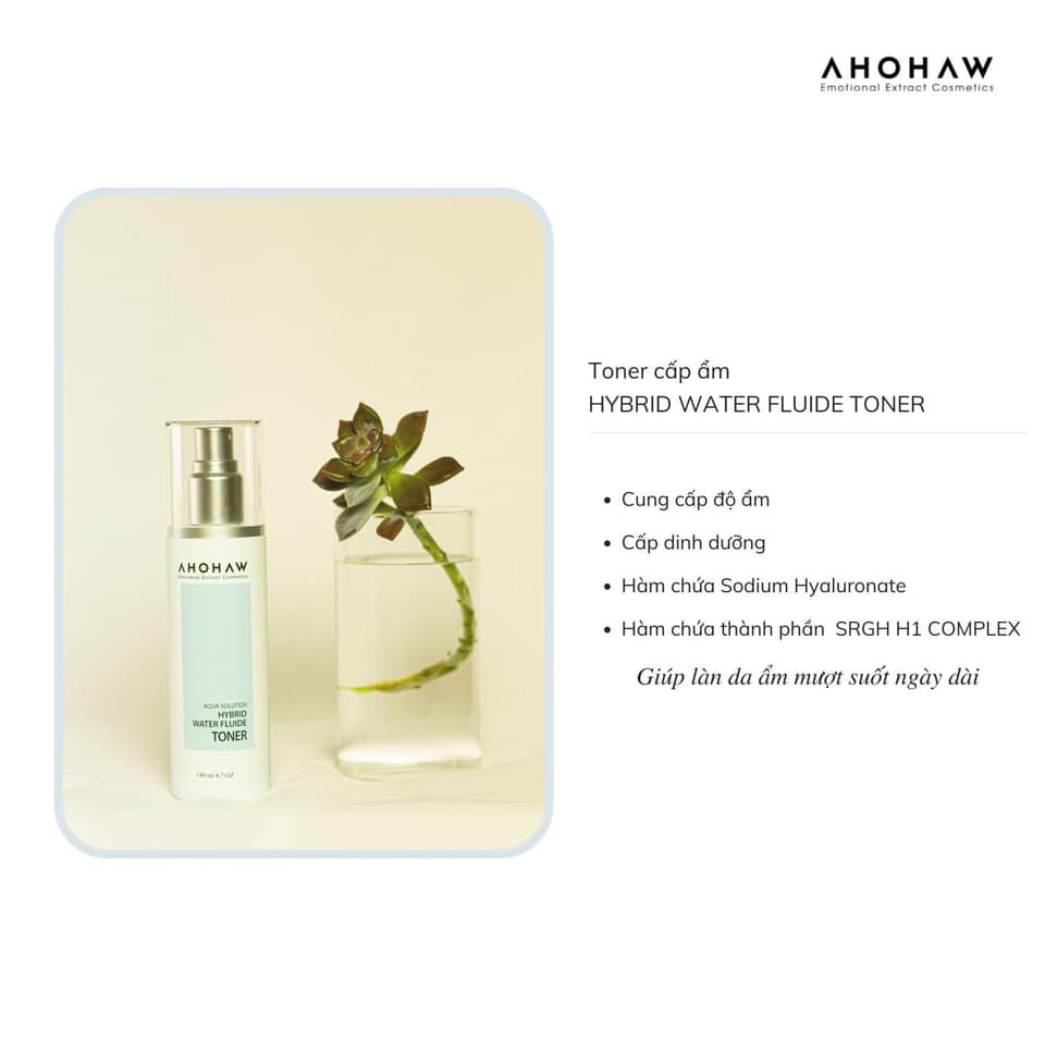 Toner cân bằng da và điều chỉnh độ ẩm HYBRID WATER FLUIDE TONER AHOHAW
