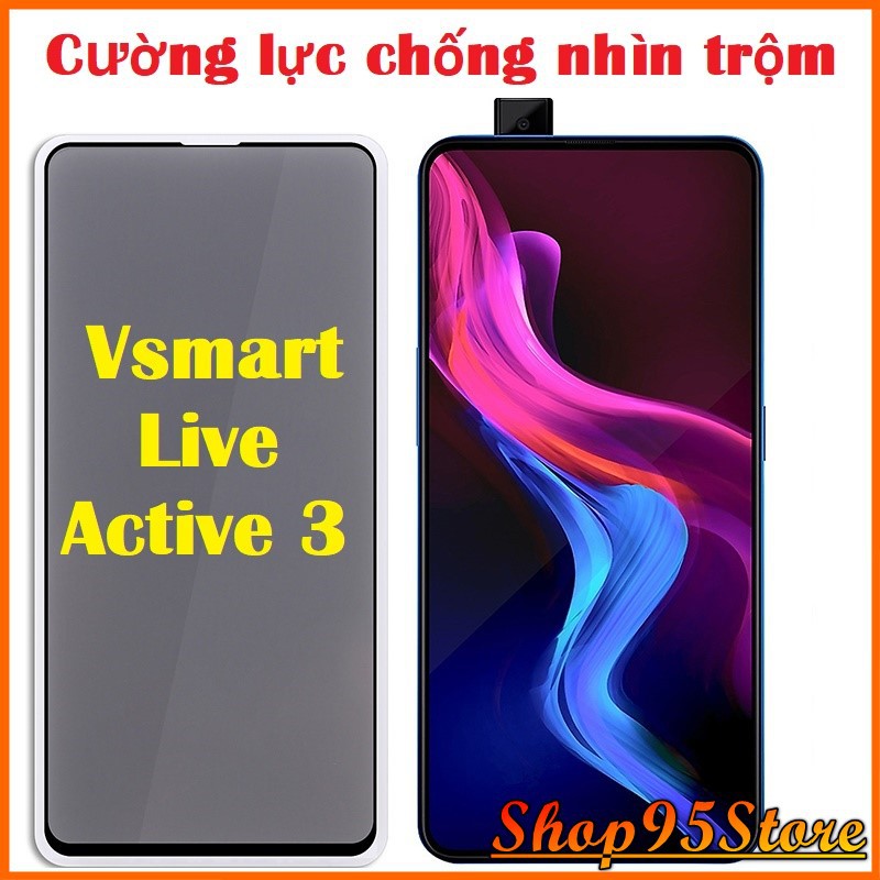 Kính Cường Lực chống nhìn trộm dành Vsmart Live / Vsmart Active 3 Full Màn Hình Full Keo