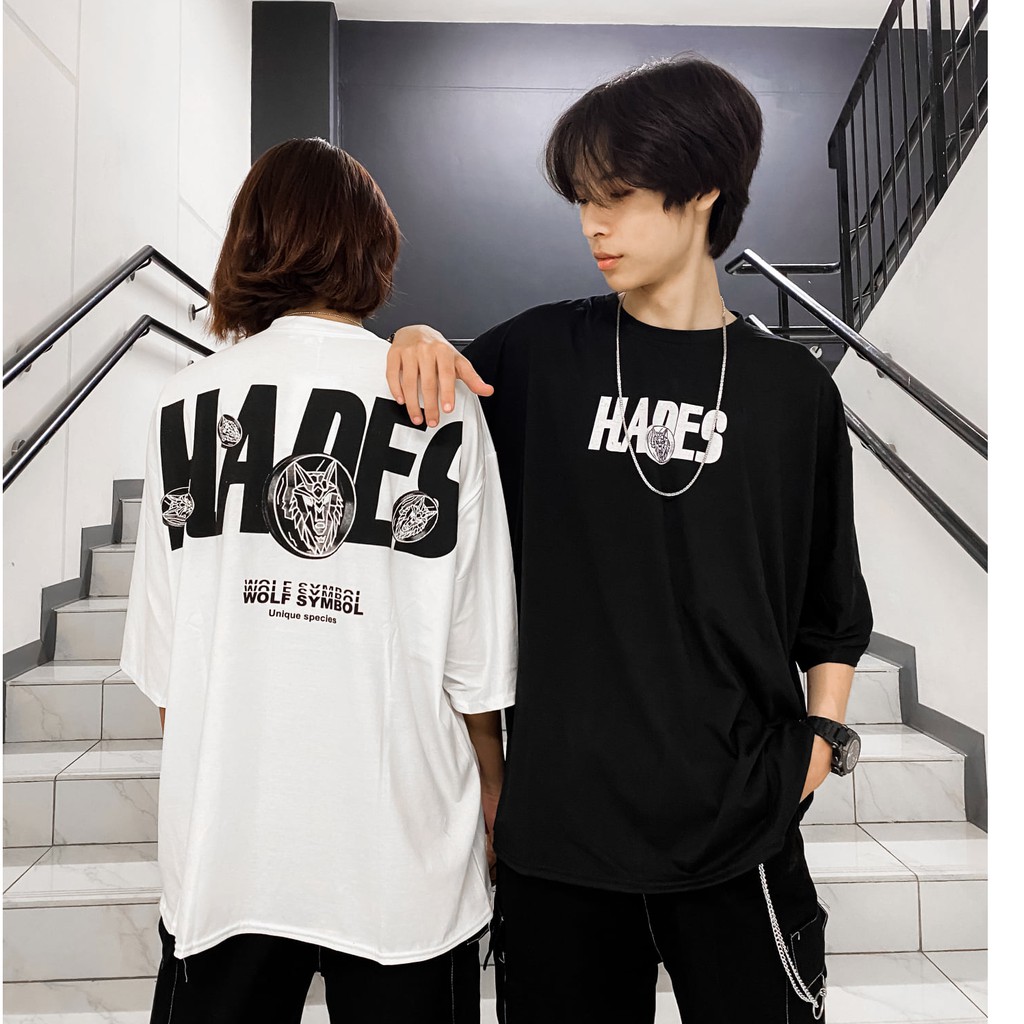 Áo thun nam nữ Hades unisex tay lỡ cổ tròn cotton trắng đen basic phom rộng oversize local brand