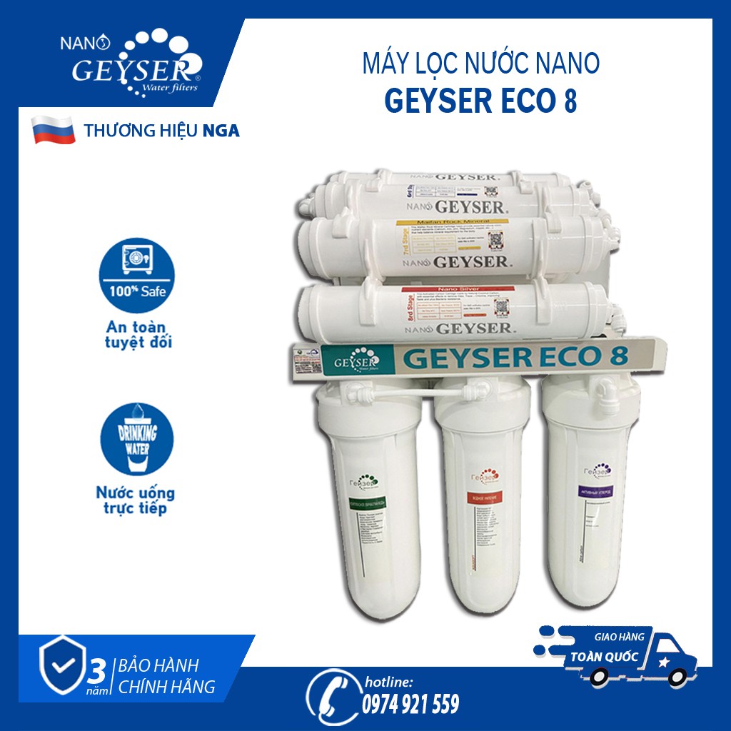 [ Bán Lẻ Và Sỉ ] Máy Lọc Nước Geyser ECO 8 - Không Dùng Điện và Không Nước Thải