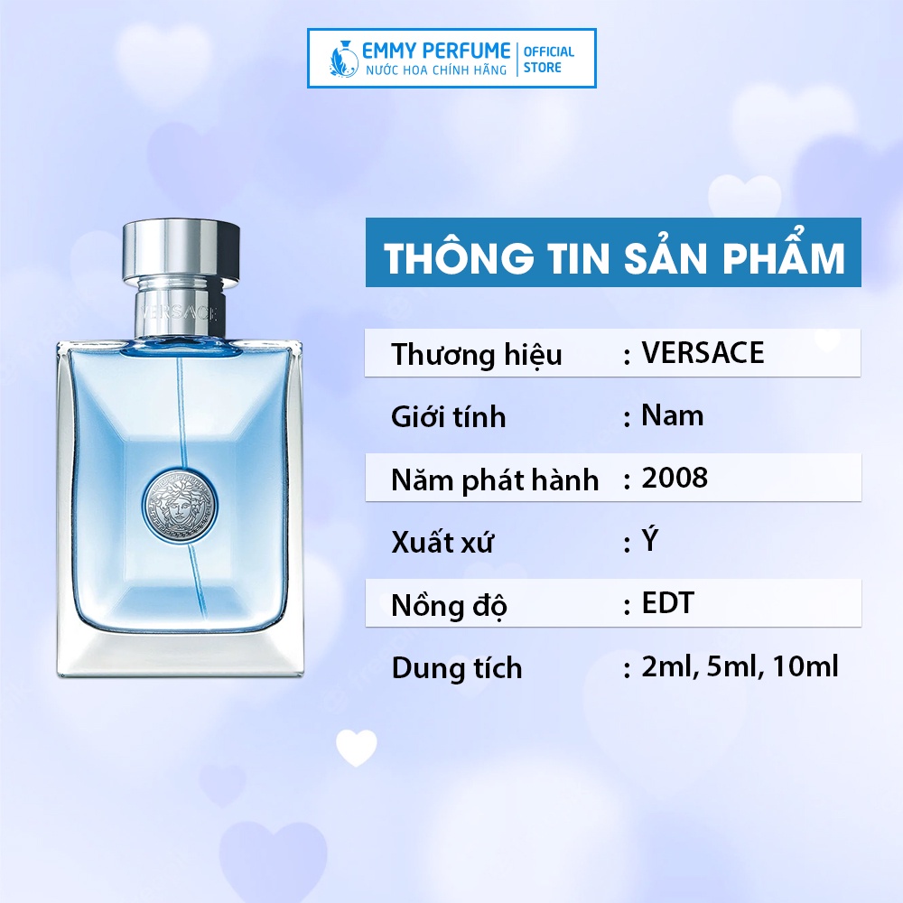 Nước hoa Nam Versace Pour Homme EDT thơm lưu hương lâu - Chính hãng - Nam tính, Quyến rũ, Nổi bật EmmyPer