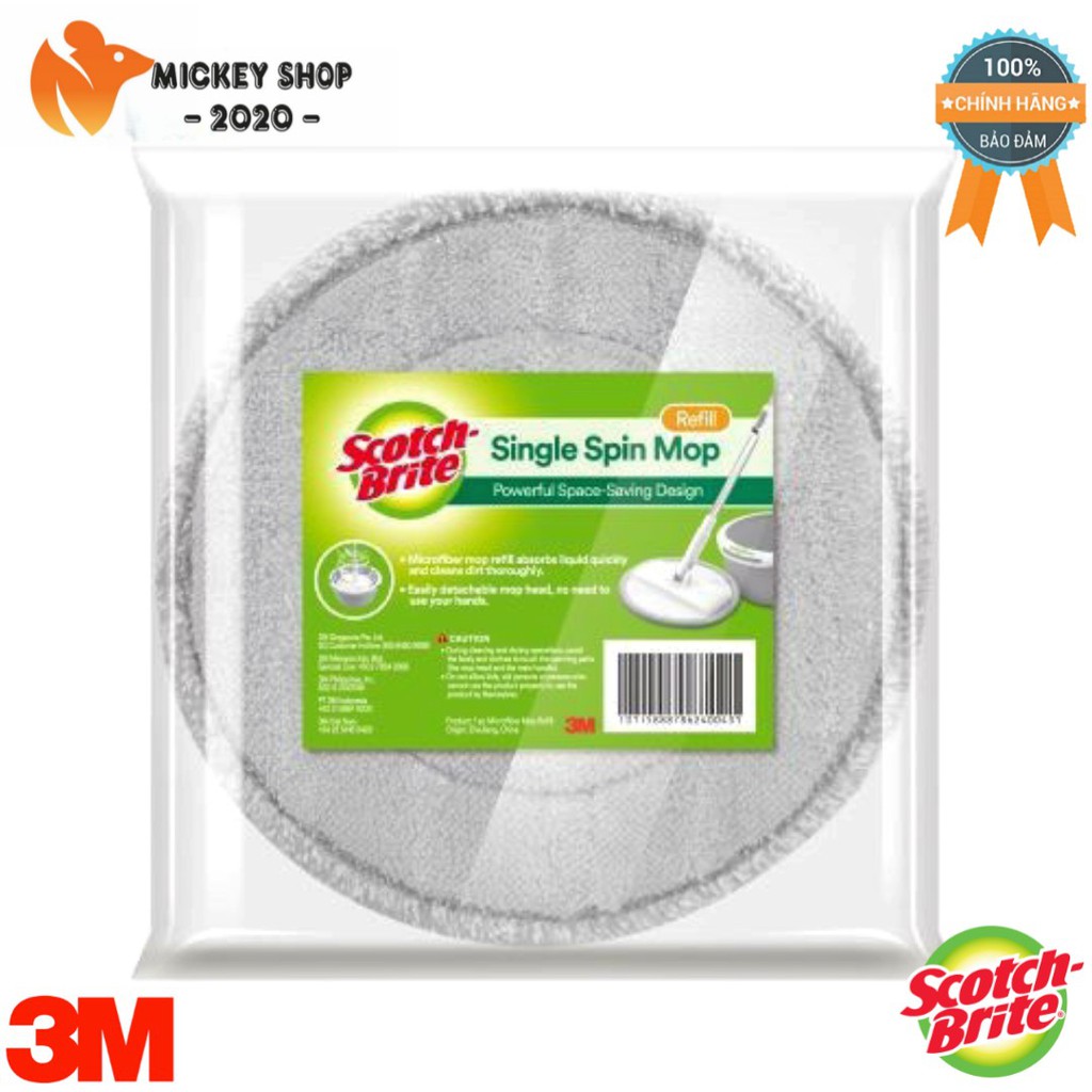 [Sản Phẩm Mới] Bộ Cây Lau 360 Độ Cải Tiến Scotch-Brite 3M - Single Microfiber Cloth Spin Mop –Hàng Chính Hãng