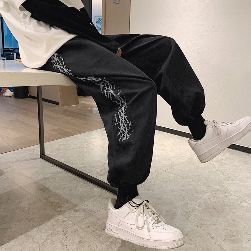 ✦ AFFLIGA ✦Quần dài thể thao vải cotton màu trơn phối dây rút thời trang Hàn Quốc cho nam size M-3Xl