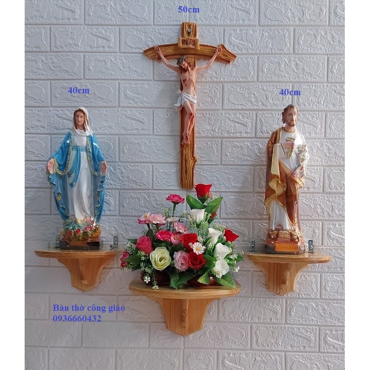 BỘ 3 TƯỢNG CÔNG GIÁO ĐỨC MẸ THÁNH GIUSE 40CM  THÁNH GIÁ CHÚA C,NẠN 46CM HOẶC 56CM
