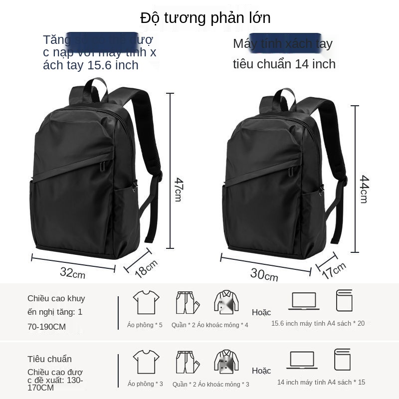 Ba lô nam túi đeo vai bình thường dành cho người lớn túi du lịch công suất lớn túi máy tính kinh doanh sinh viên đại học