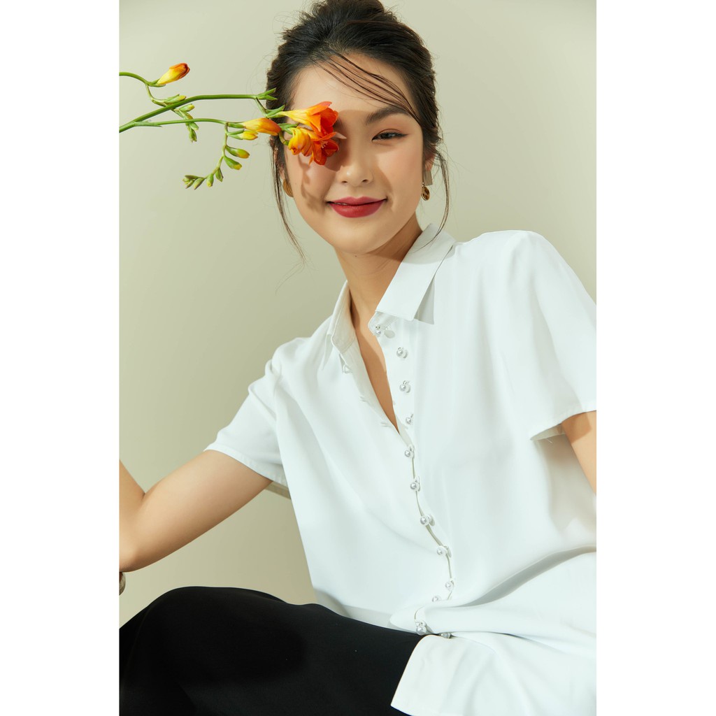 Áo sơ mi khuy ngọc nữ IVY moda MS 16M6363