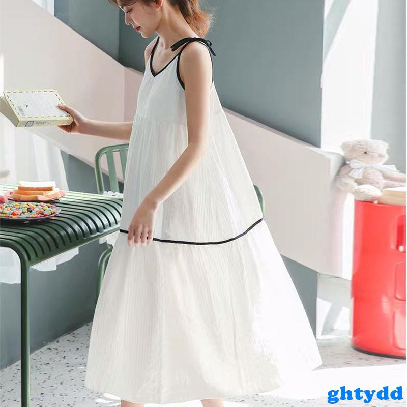 Đầm Ngủ Hai Dây Chất Liệu Cotton Thời Trang Mùa Hè Hàn Quốc Dễ Thương Cho Học Sinh