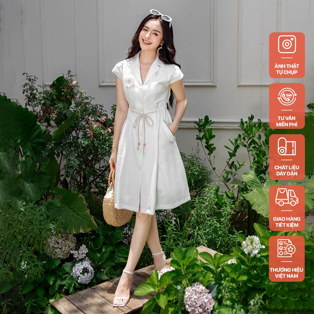 Váy SM eo chun bên trắng HT