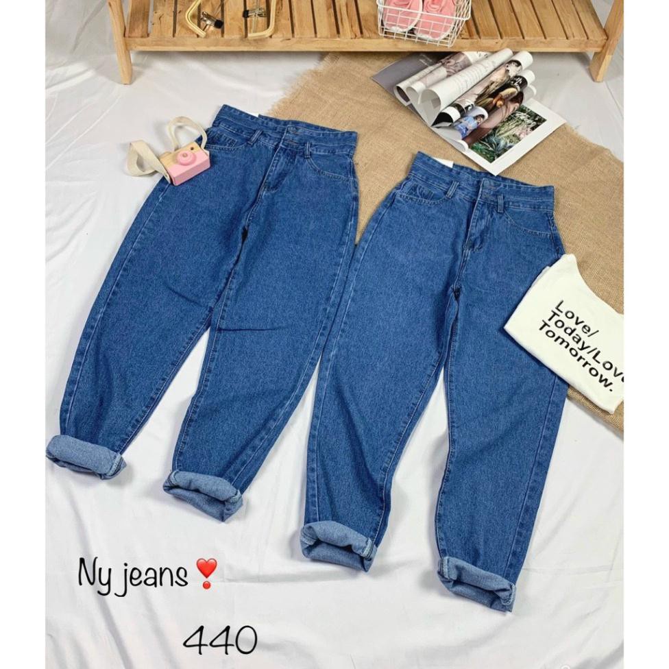 Quần Jeans Nữ, Quần Baggy Lưng Cao 2 Nút, Vải Jeans Cotton Thoáng Mát, Mềm Mịn, Co Giãn Tốt
