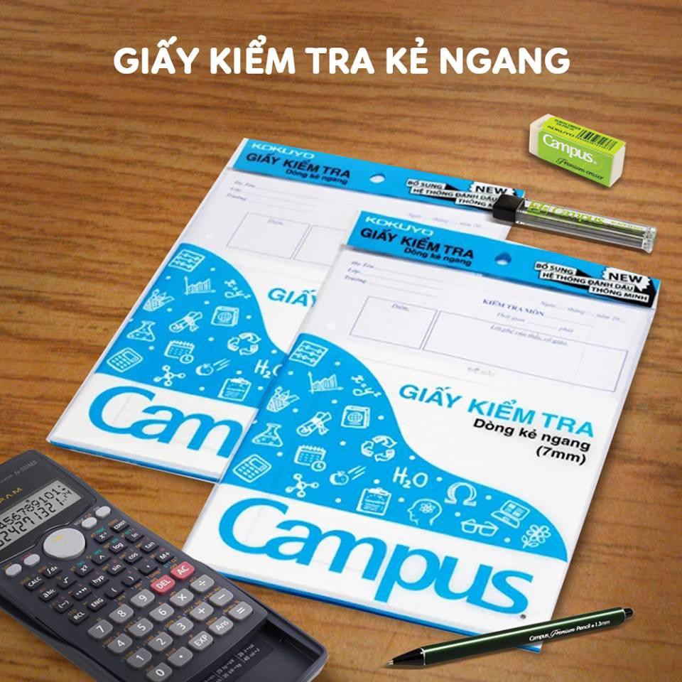 (KHUYẾN MẠI) Giấy kiểm tra Campus không chấm- giấy thi campus ( 1 túi / 25 tờ đôi)